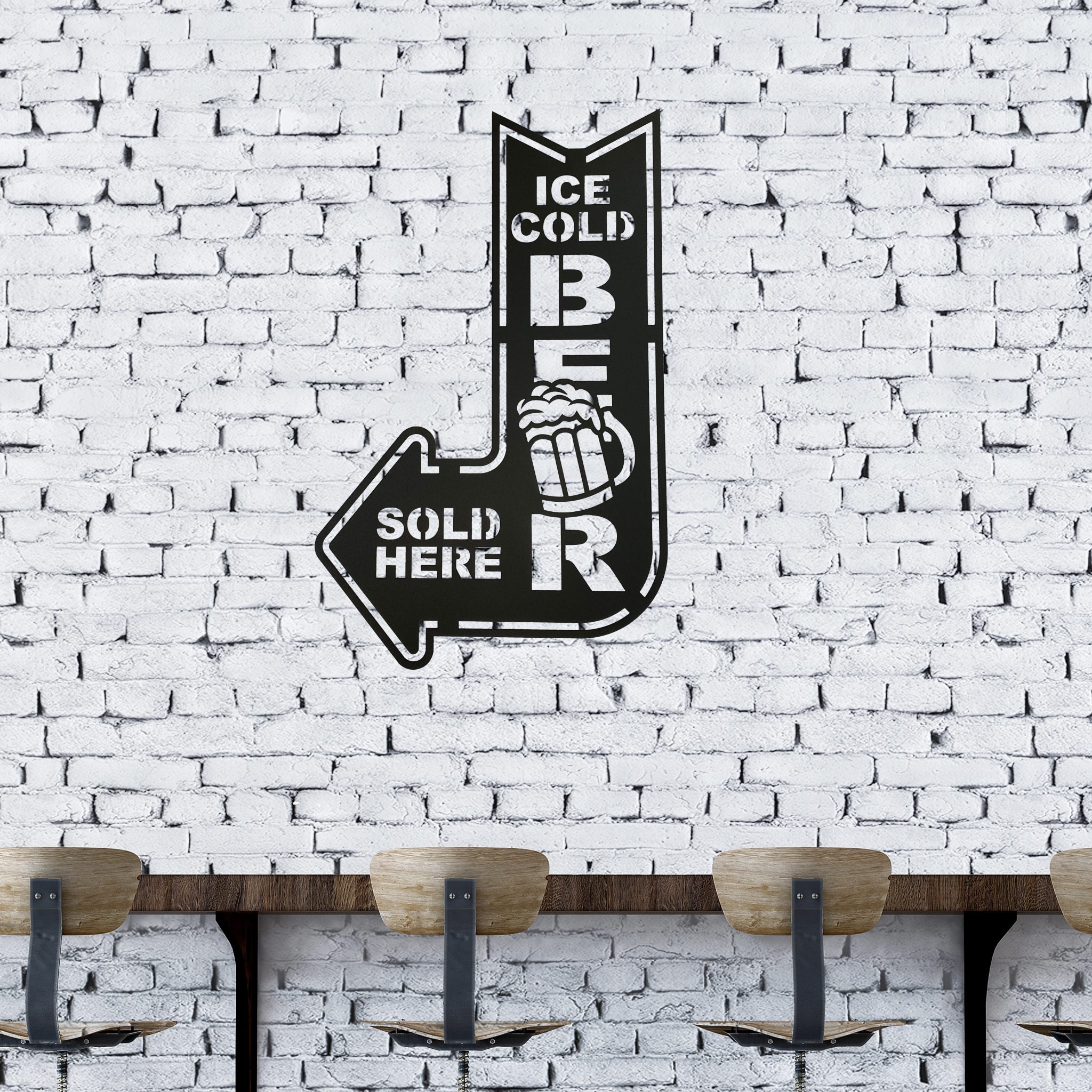 Ice Cold Beer Sold Here Metal Wall Sign MetalX Art